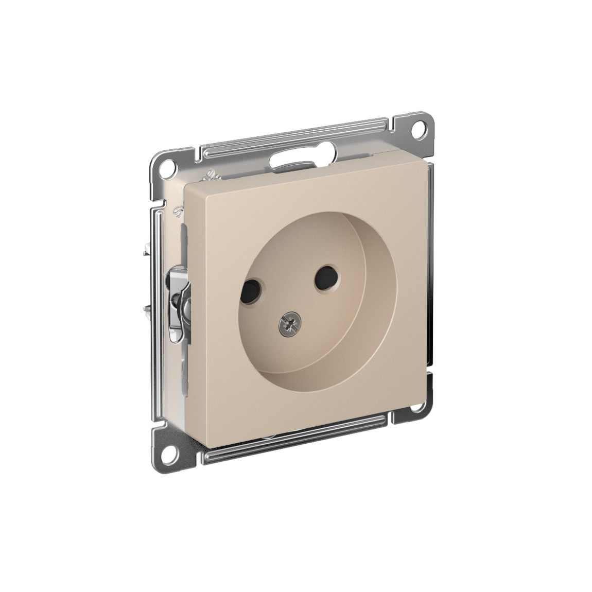systeme electric atlasdesign розетка 1-я без заземления со шторками песочный