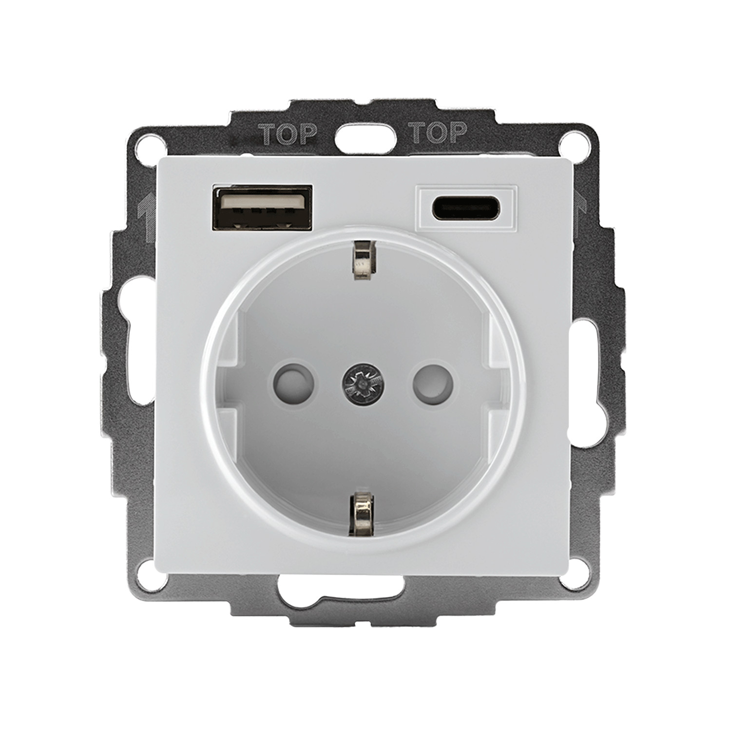 systeme electric atlasdesign, розетка с заземлением 16а с usb a+c для зарядки белый atn000132