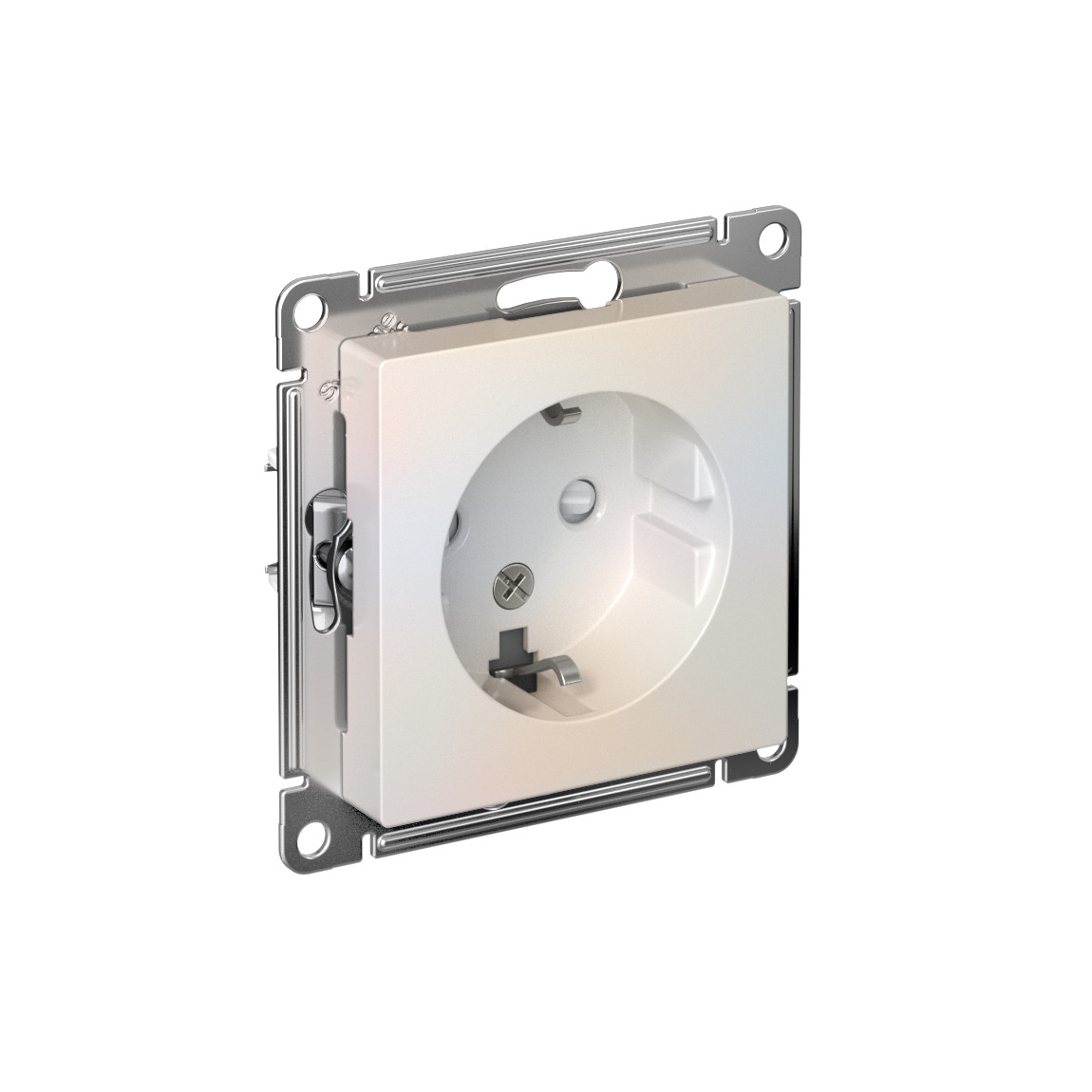 systeme electric atlasdesign розетка 1-я с заземлением со шторками жемчуг