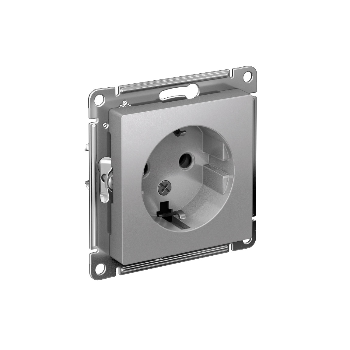 systeme electric atlasdesign, розетка 1-я с заземлением алюминий atn000343