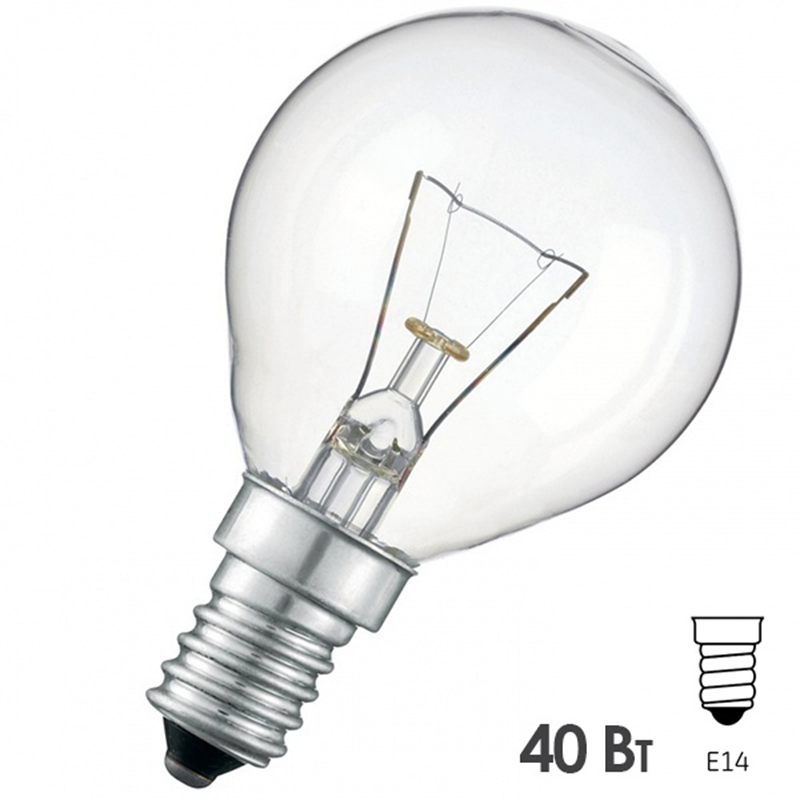 Лампа накаливания шарик CLASSIC P CL E14 40W прозрачная OSRAM