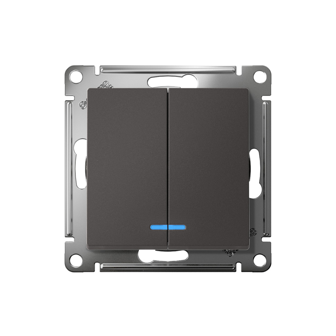 systeme electric atlasdesign выключатель 2-клавишный с подсветкой базальт atn001453