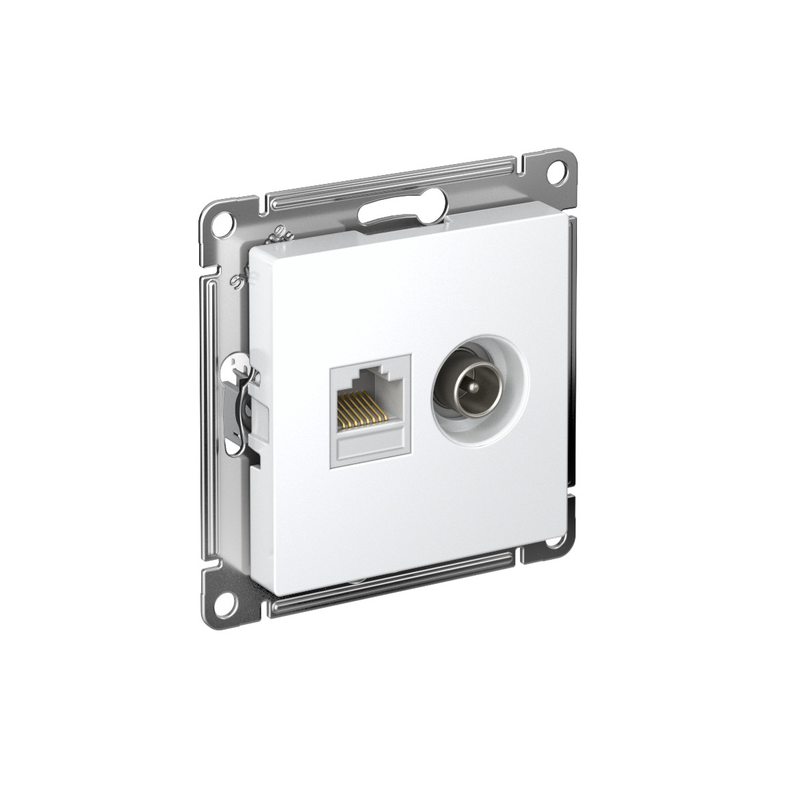 systeme electric atlasdesign, розетка tv+rj45 5е кат. белый atn000189