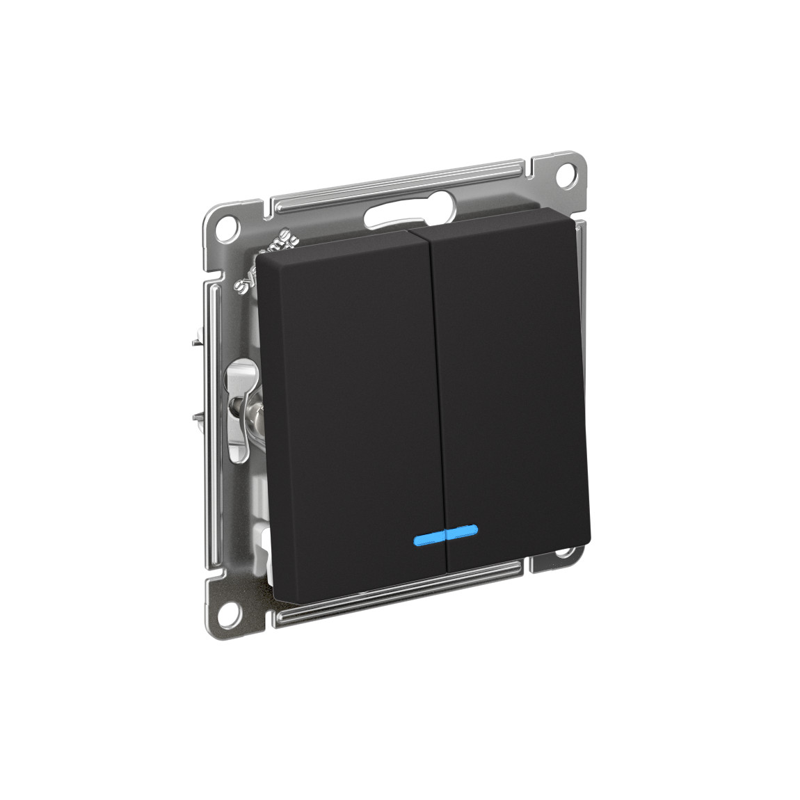 systeme electric atlasdesign выключатель 2-клавишный с подсветкой карбон atn001053