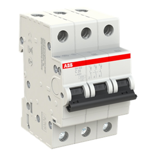 ABB  автоматический выключатель SH203 3P 20А 6kA  2CDS213001R0204
