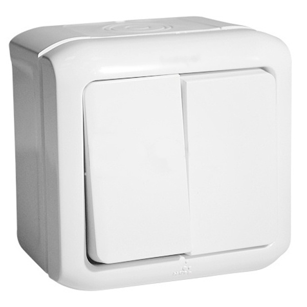 Legrand Quteo IP-44 выключатель 2 клавишный белый