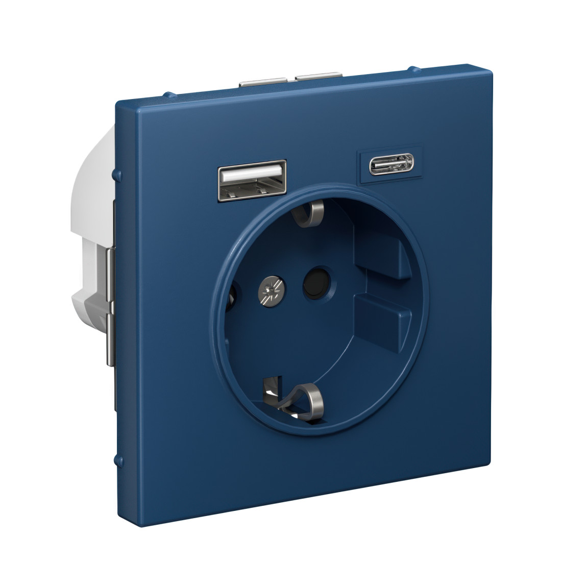 system electric artgallery розетка 1-я с заземлением со штор., с usb+usb type c, аквамарин gal001132
