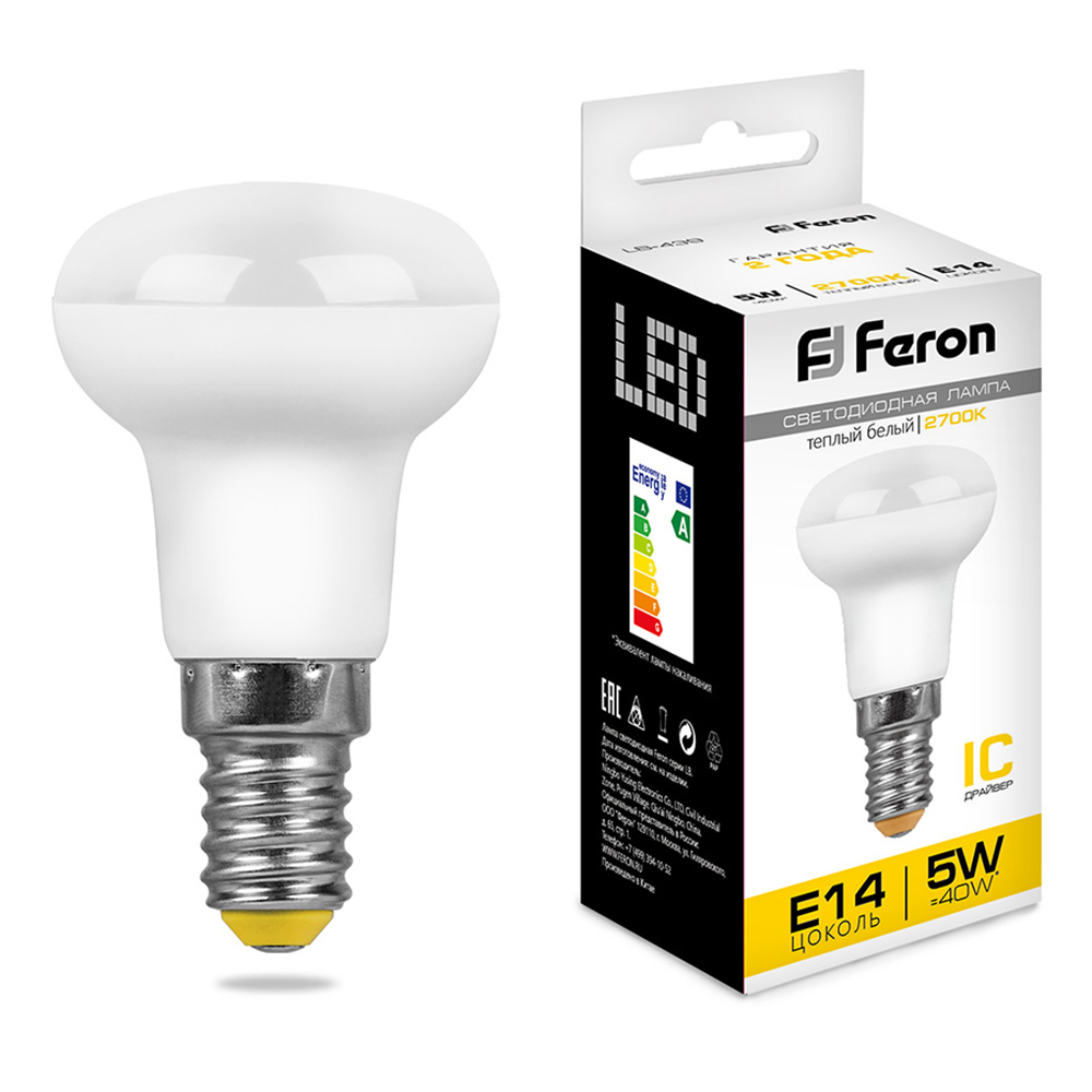 Лампа светодиодная зеркальная LB-439 E14 5W 2700K Feron