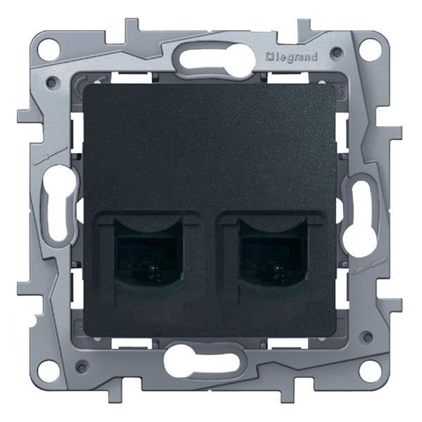 Legrand Etika розетка компьютерная RJ-45 кат.5 UTP+розетка телефонная RJ-11 антрацит