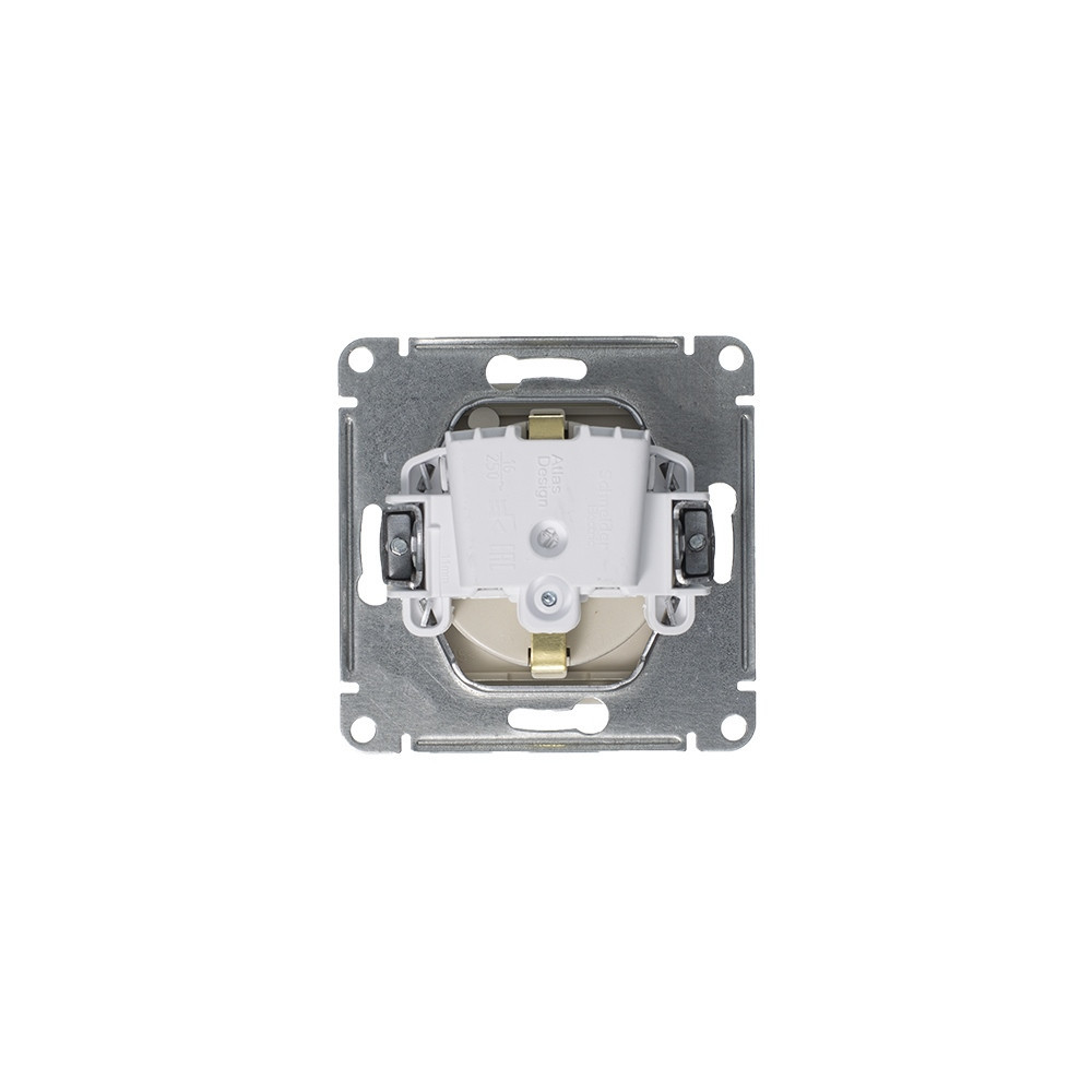 systeme electric atlasdesign, розетка 1-я с заземлением со шторками с крышкой ip20 алюминий atn00034