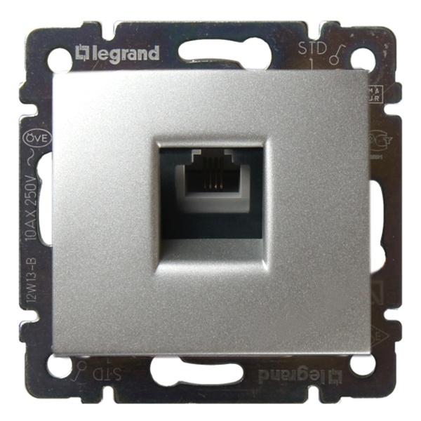 Legrand Valena розетка телефонная 1-я RJ-11 4 контакта алюминий