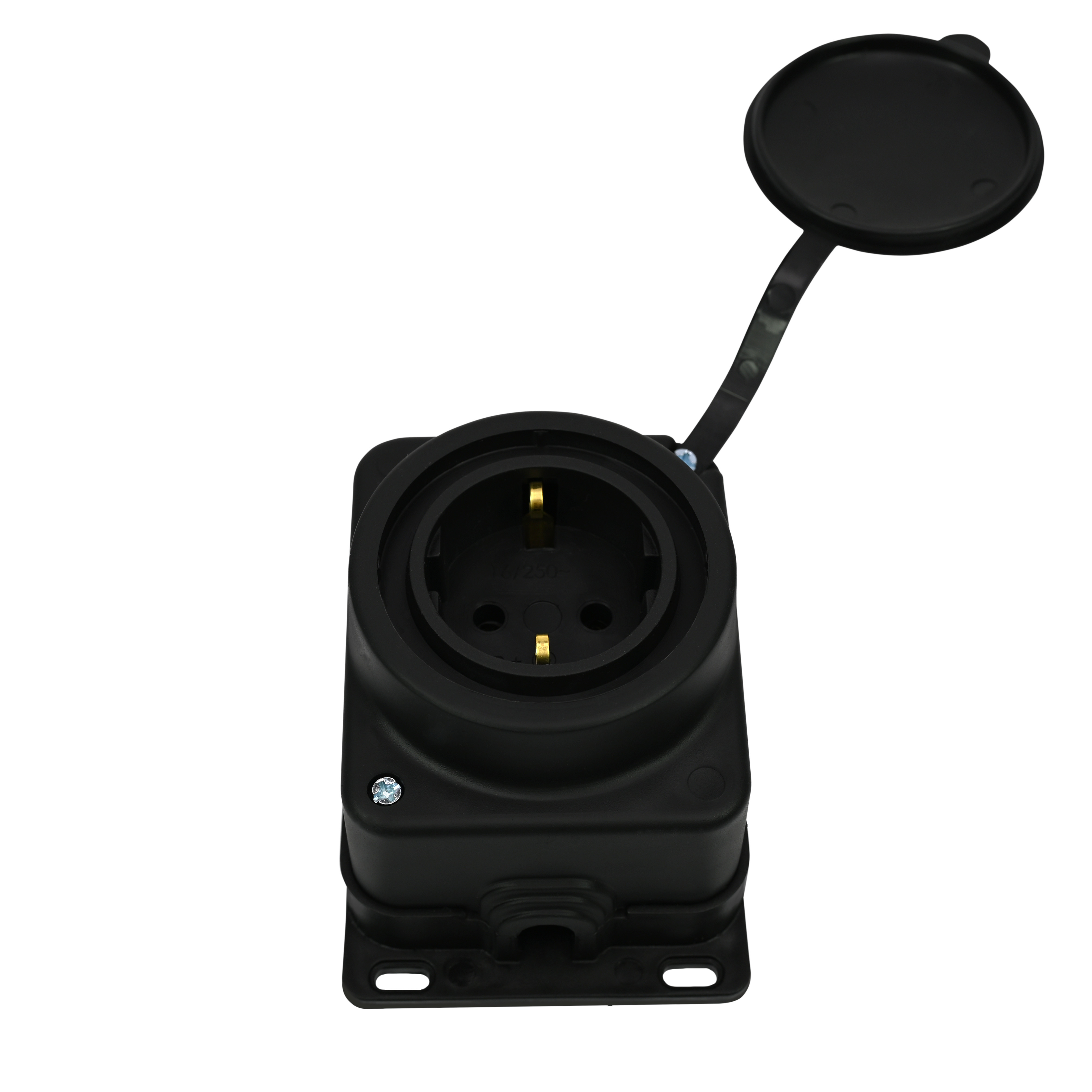 multiset розетка каучуковая 1-я, 2к+з 16а/250в ip44 чёрная systeme electric