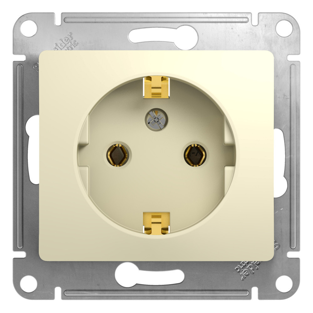 System Electric Glossa розетка 1-я с заземлением бежевый