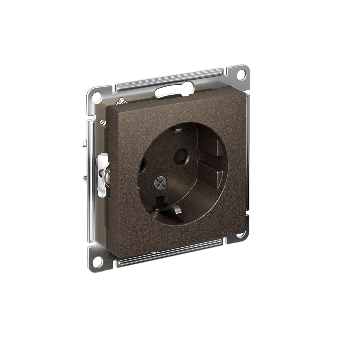 Systeme Electric ATLASDESIGN розетка 1-я с заземлением со шторками мокко
