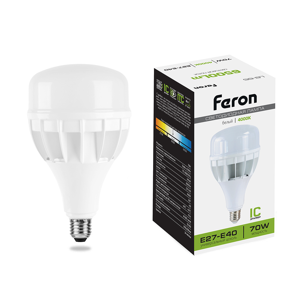 Лампа светодиодная LB-65 T120 промышленная E27-E40 175-265V 70W 4000K Feron
