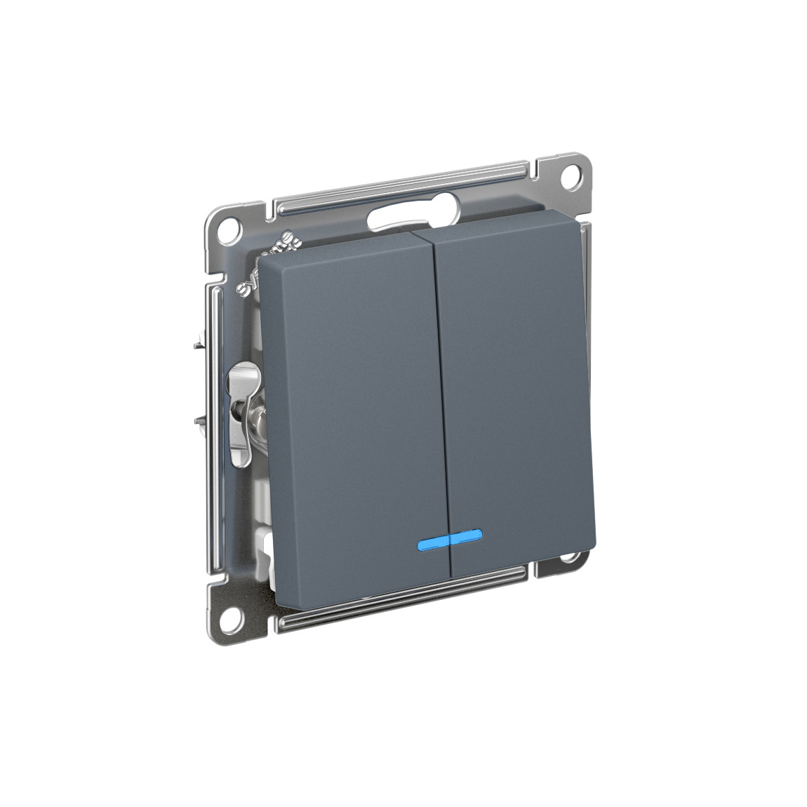 systeme electric atlasdesign, выключатель 2-клавишный с подсветкой грифель