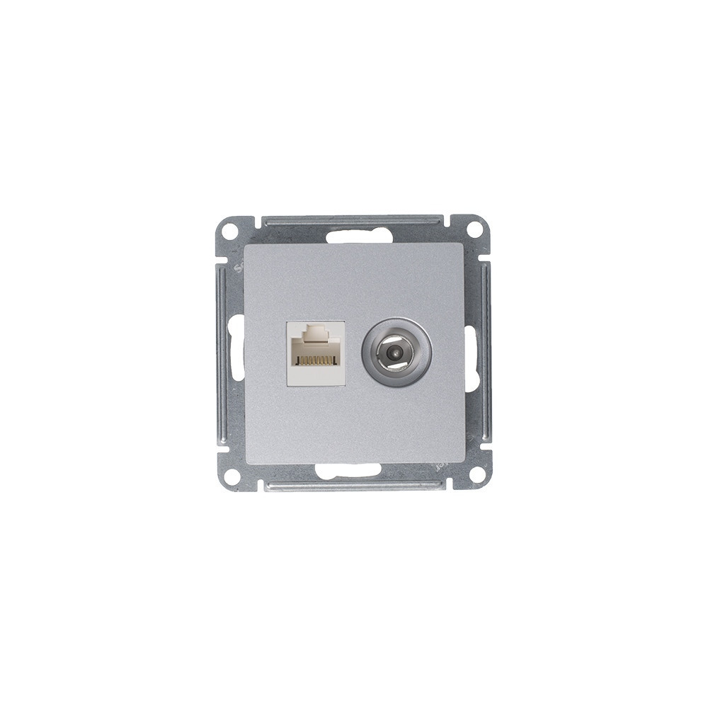systeme electric atlasdesign, розетка tv +rj45 5е кат. алюминий atn000389