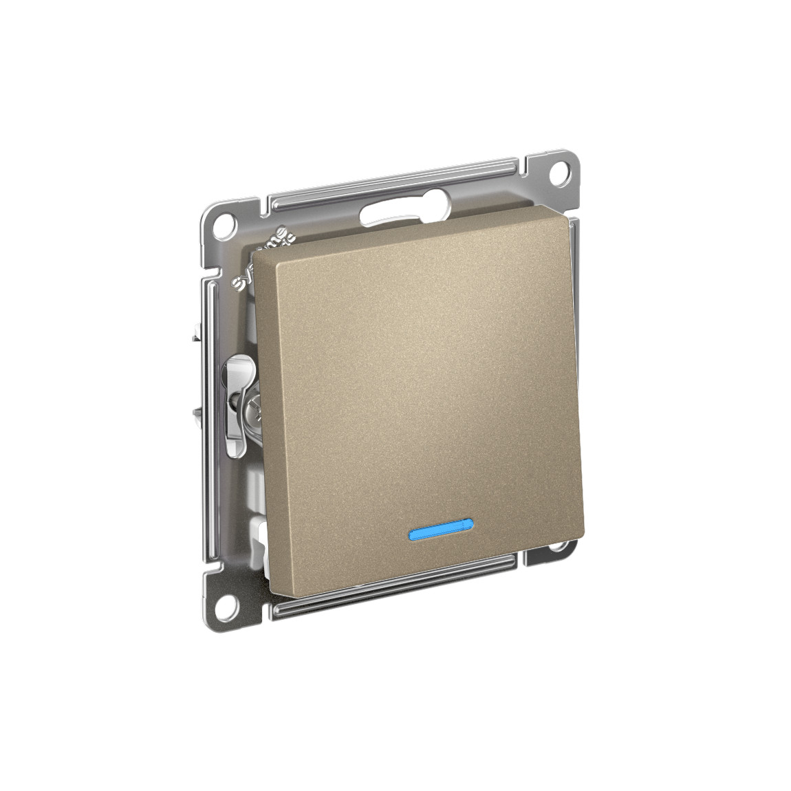 systeme electric atlasdesign выключатель 1-клавишный с подсветкой шампань
