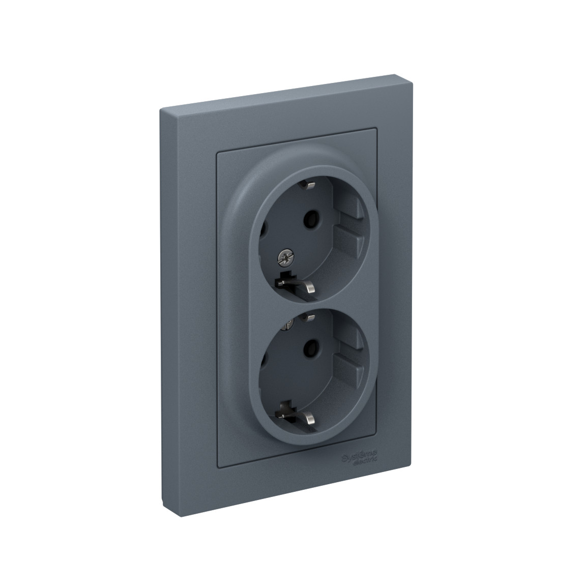 systeme electric atlasdesign, розетка 2-я с заземлением грифель