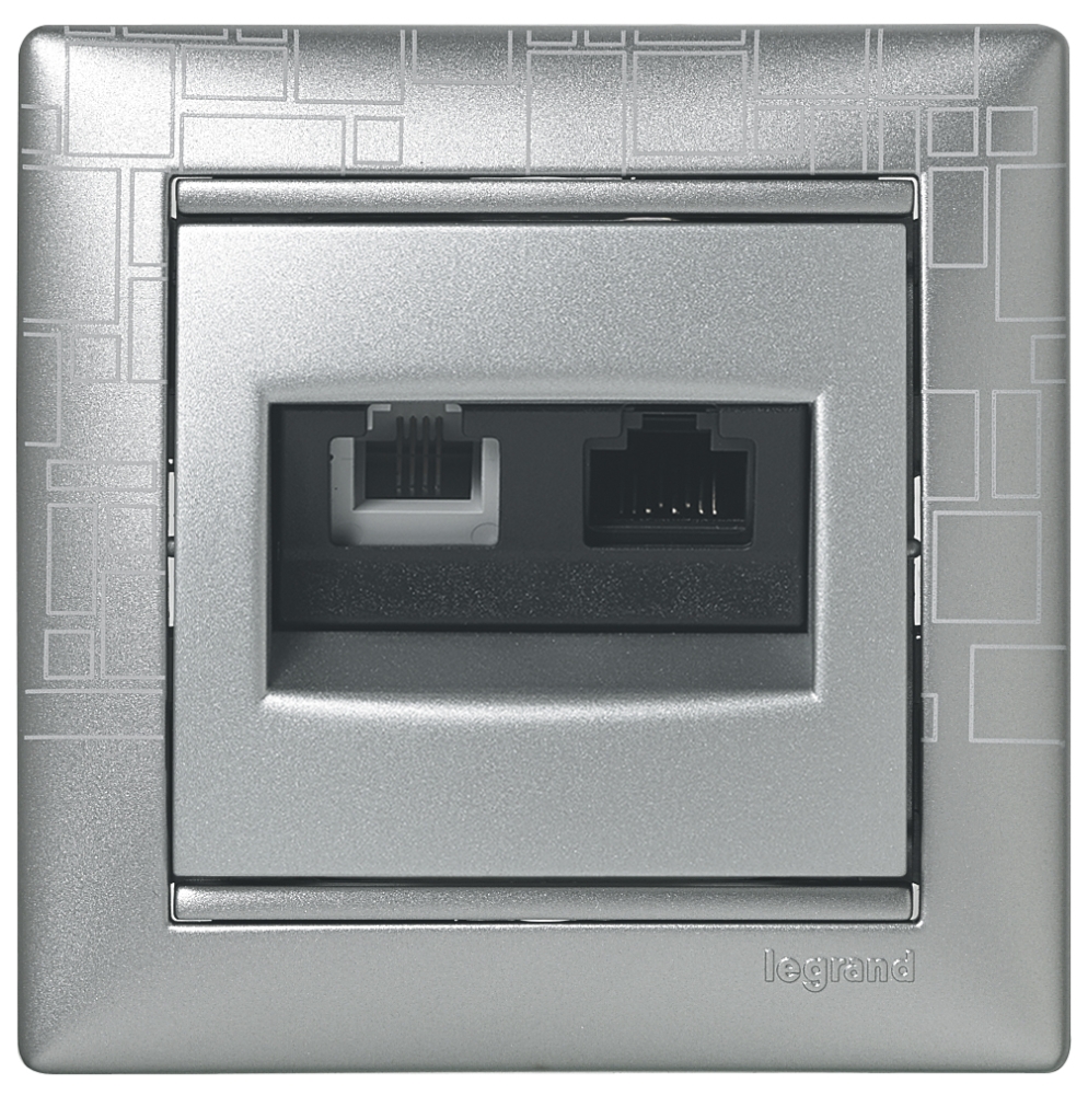 legrand valena розетка компьютерная rj-45 кат.6 utp+розетка телефонная rj-11 алюминий