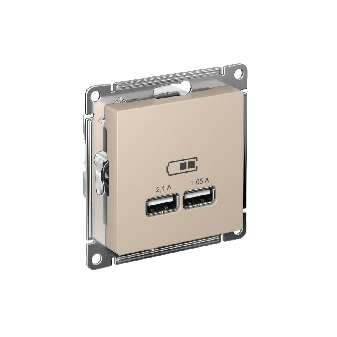 systeme electric atlasdesign розетка usb двойная 2,1а для зарядки песочный