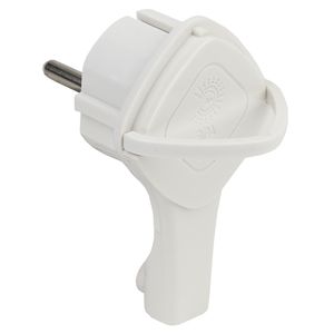 Вилка с заземлением белая ультраплоская с кольцом под палец Эра