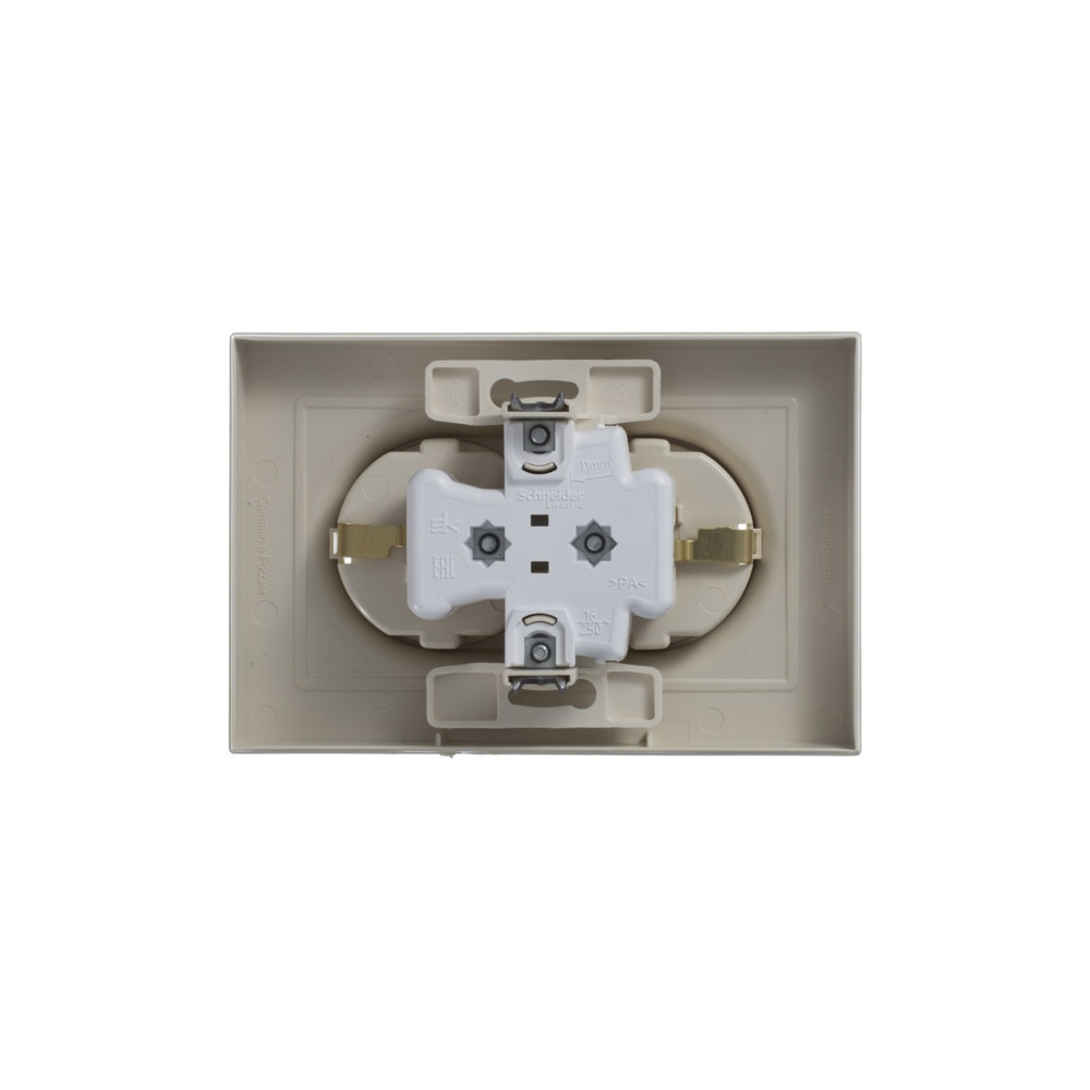 systeme electric atlasdesign, розетка 2-я с заземлением бежевый atn000224