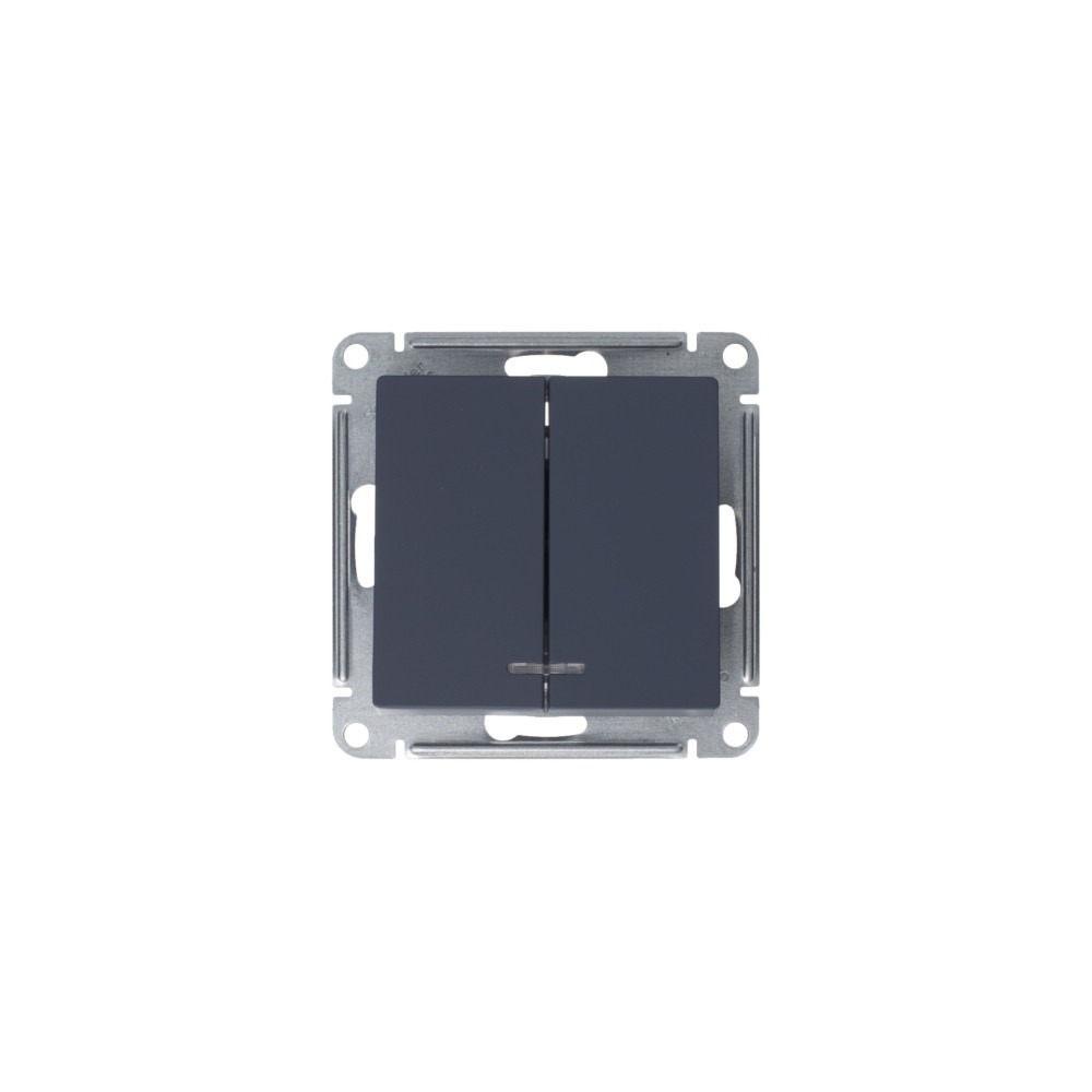 systeme electric atlasdesign, выключатель 2-клавишный с подсветкой грифель