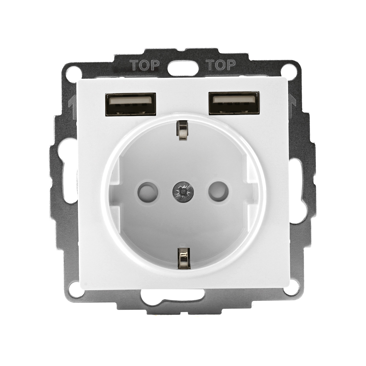 systeme electric atlasdesign, розетка с заземлением 16а с 2xusb для зарядки белый atn000130