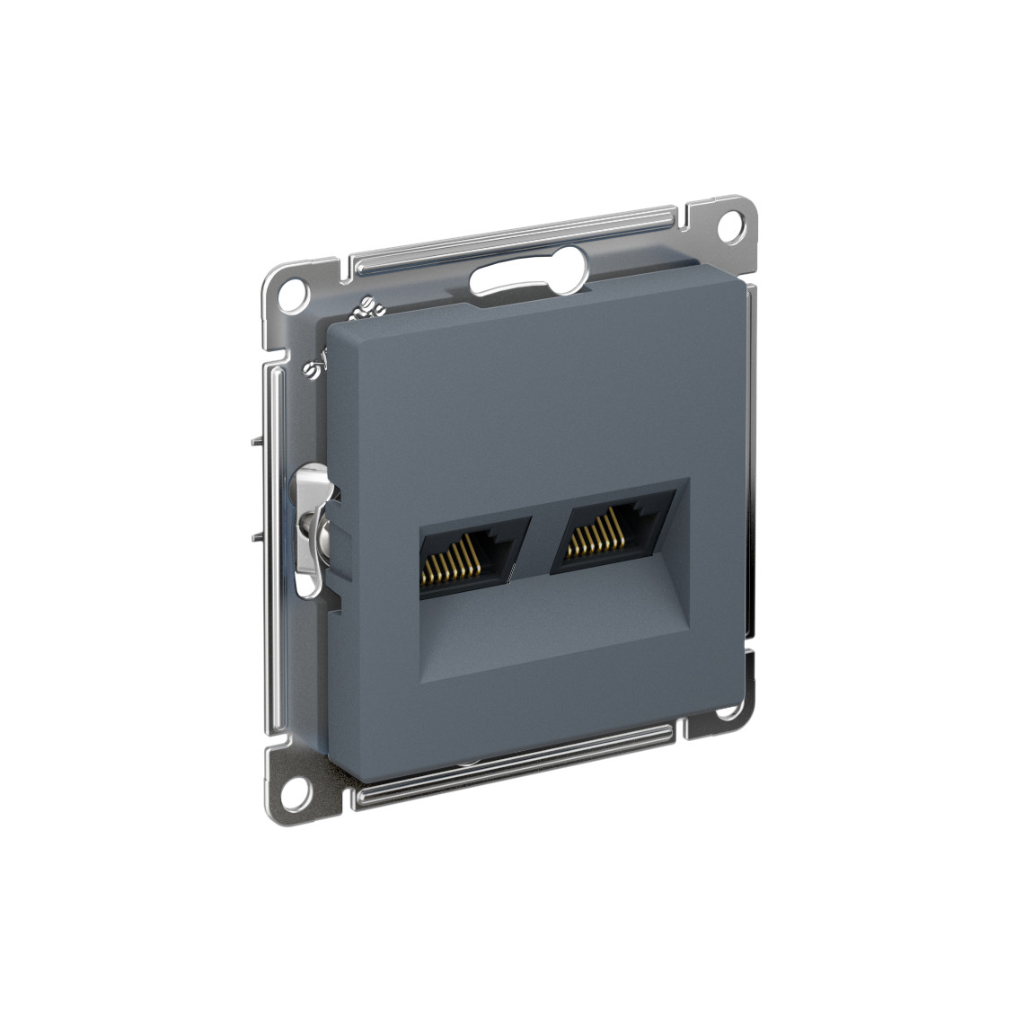 systeme electric atlasdesign, розетка двойная rj45+rj45 5е кат. грифель
