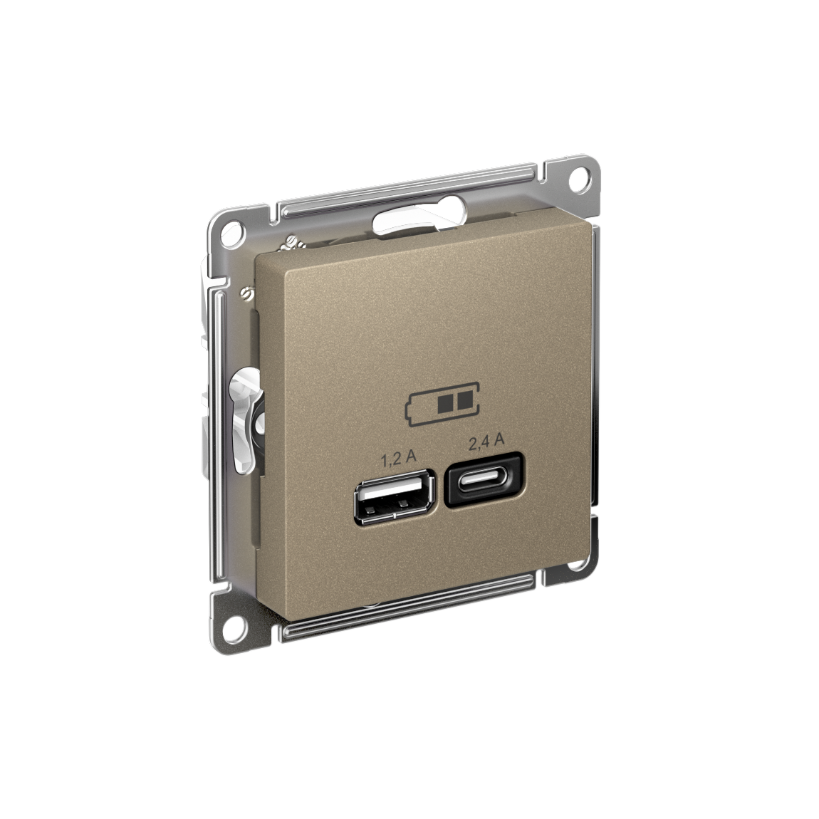 Systeme Electric ATLASDESIGN розетка 2xUSB (1.2A/2.4A) типы A и C для зарядки шампань