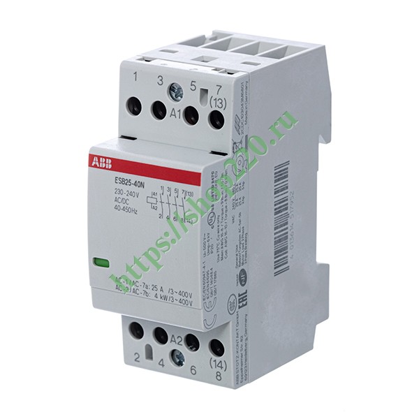 контактор esb25-40n-06 модульный (25а ас-1, 4но), катушка 230в ac/dc