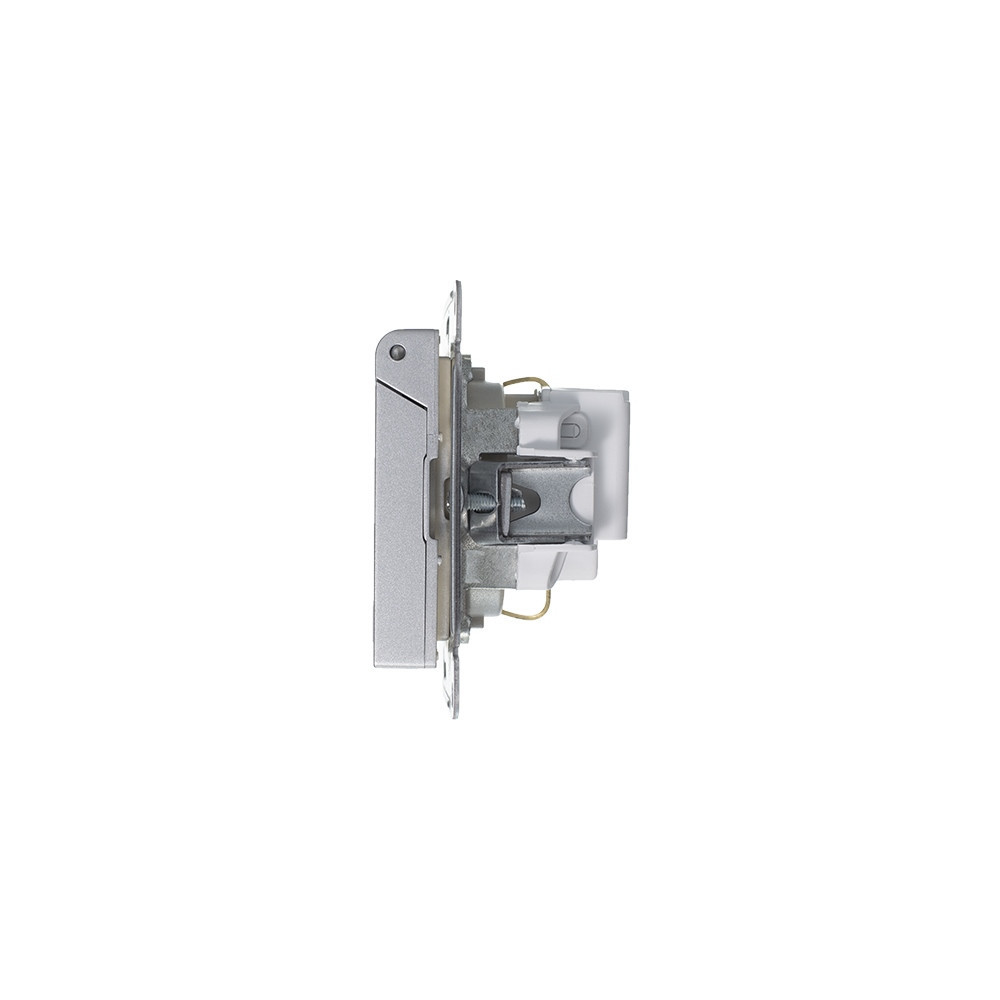systeme electric atlasdesign, розетка 1-я с заземлением со шторками с крышкой ip20 алюминий atn00034