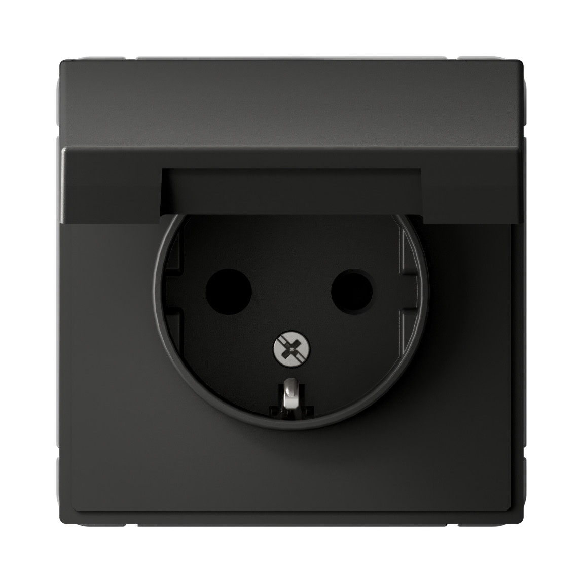 system electric artgallery розетка 1-я с заземлением с крышкой, со шторками базальт gal001446