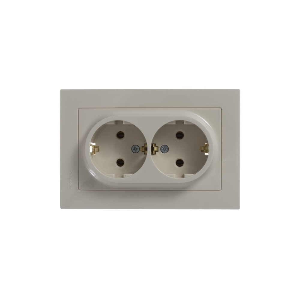 systeme electric atlasdesign, розетка 2-я с заземлением бежевый atn000224