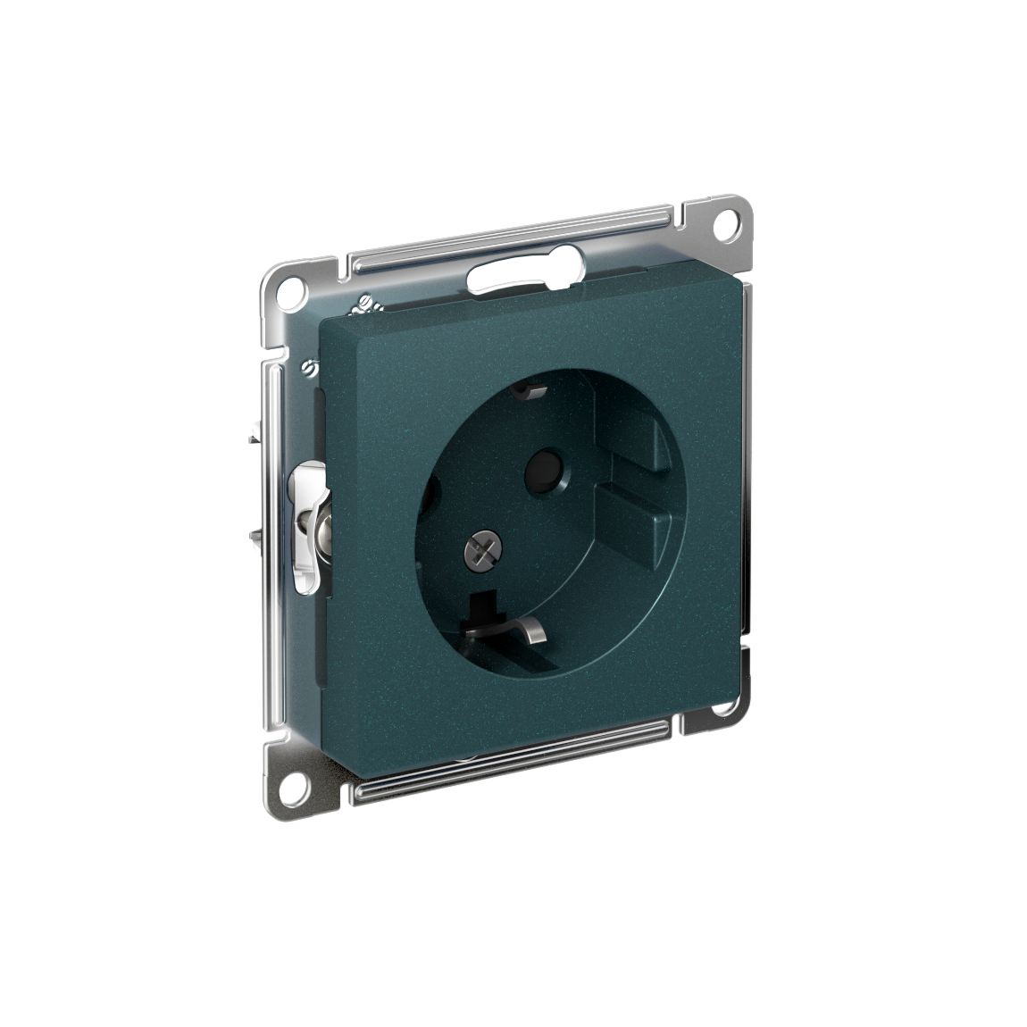 Systeme Electric ATLASDESIGN розетка 1-я с заземлением со шторками изумруд