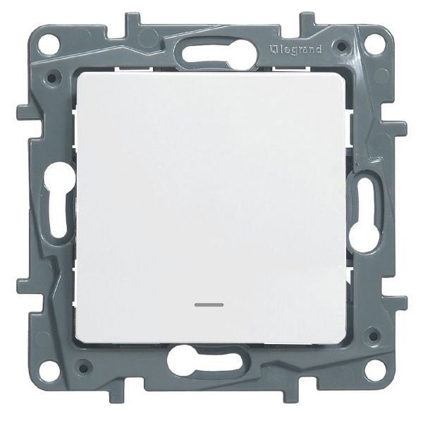 Legrand Etika переключатель 1 клавишный с подсветкой белый
