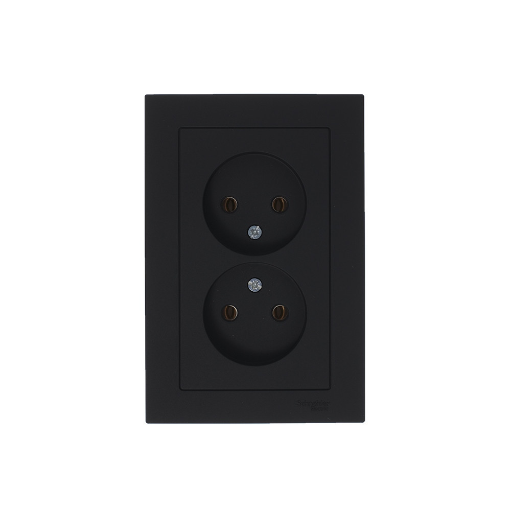 systeme electric atlasdesign розетка 2-я без заземления карбон