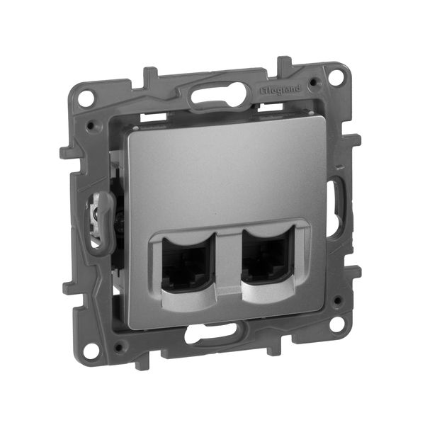 legrand etika розетка компьютерная 2-я rj-45 utp 8 контактов 1 выход 5 кат. алюминий