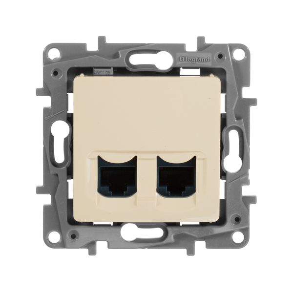 legrand etika розетка компьютерная 2-я rj-45 utp 8 контактов 2 выхода 6 кат. слоновая кость