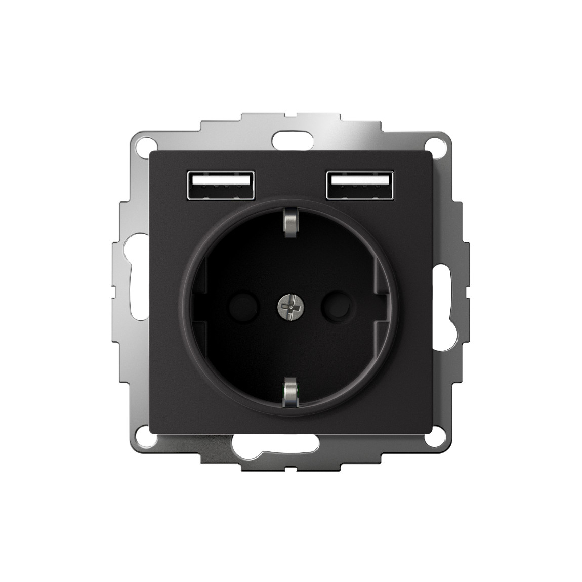 systeme electric atlasdesign розетка с заземлением и с 2 usb a+a, 2х5в/1,2а,16а, карбон atn001030
