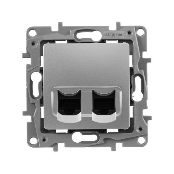 legrand etika розетка компьютерная 2-я rj-45 utp 8 контактов 1 выход 5 кат. алюминий