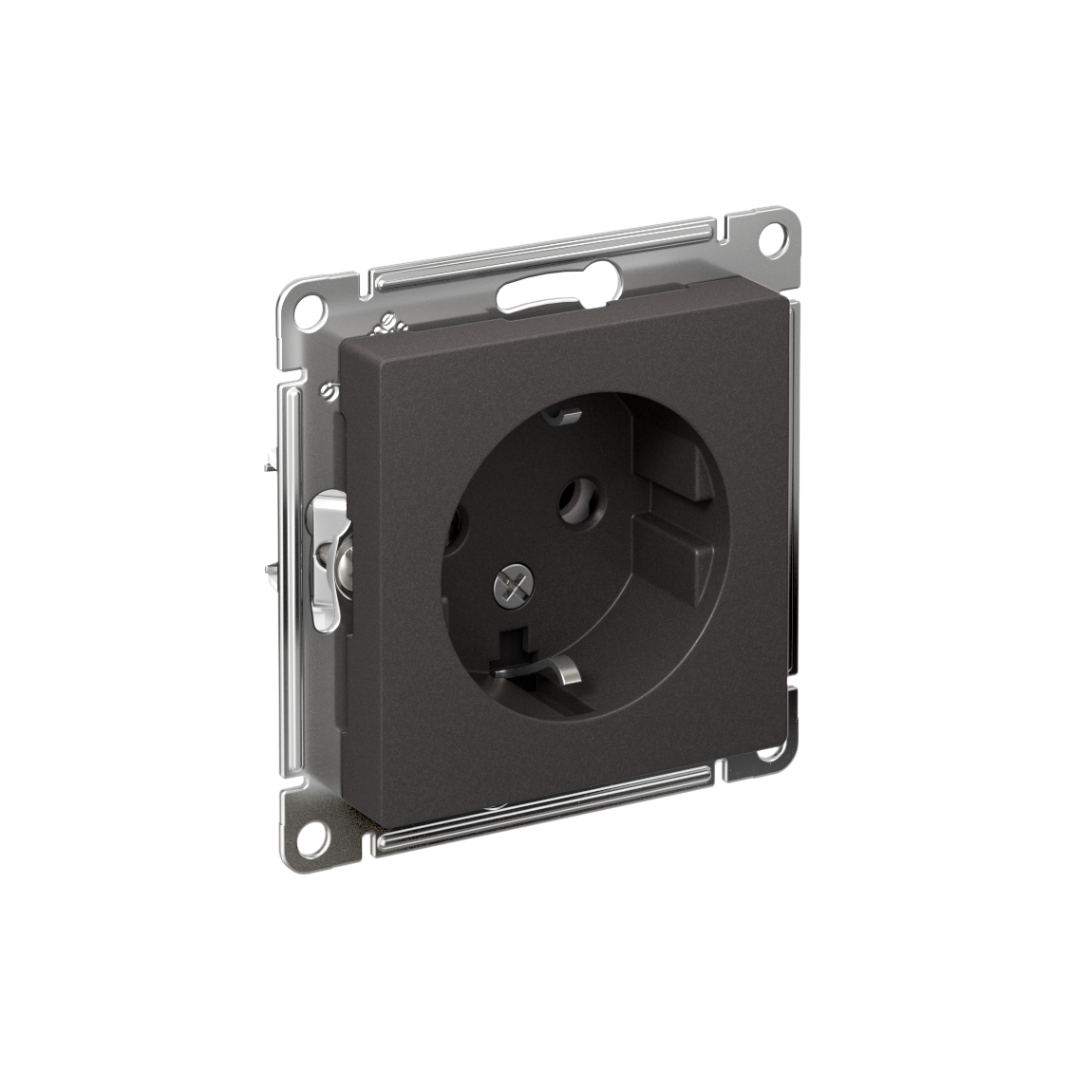 Systeme Electric ATLASDESIGN розетка 1-я с заземлением базальт ATN001443