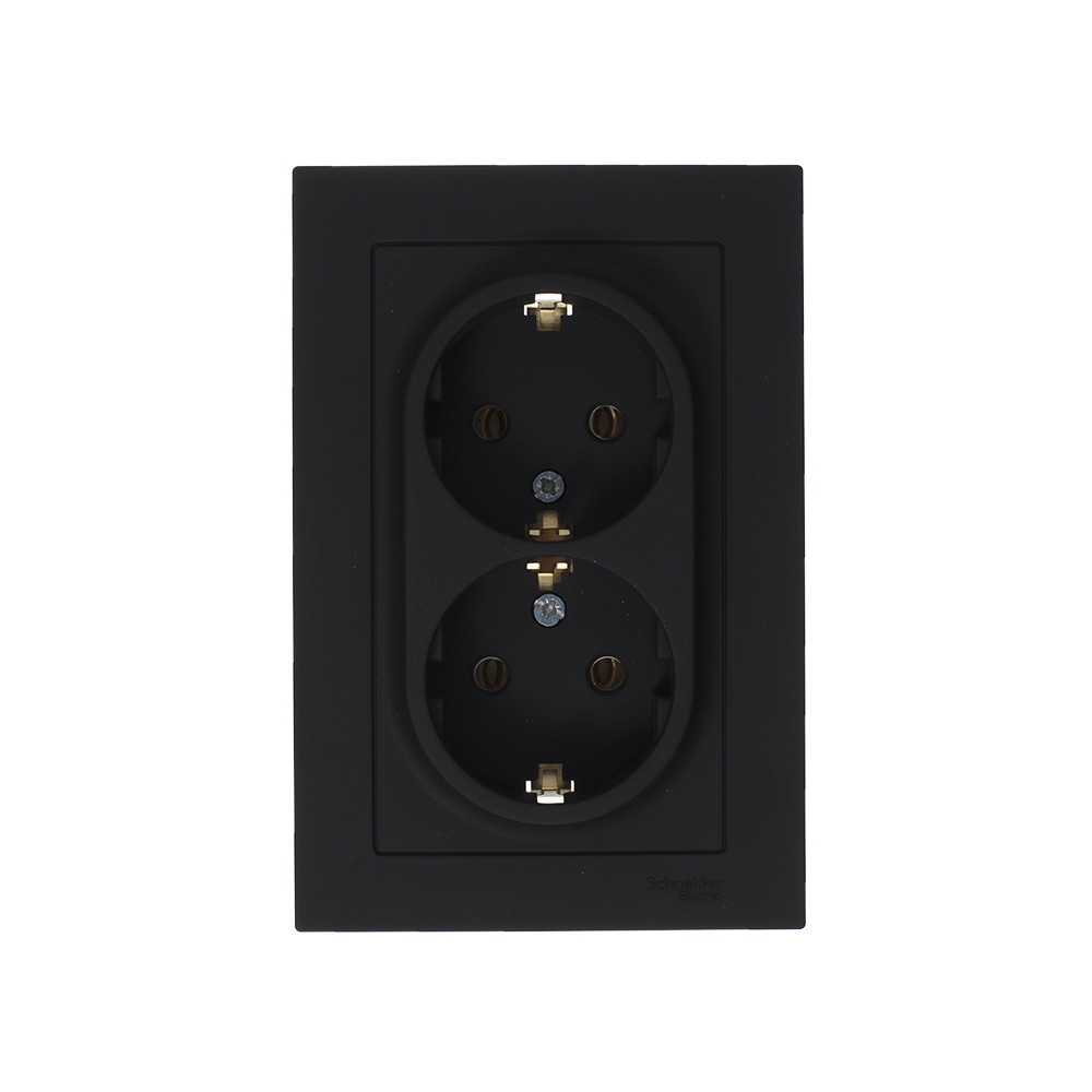 systeme electric atlasdesign розетка 2-я с заземлением карбон atn001024