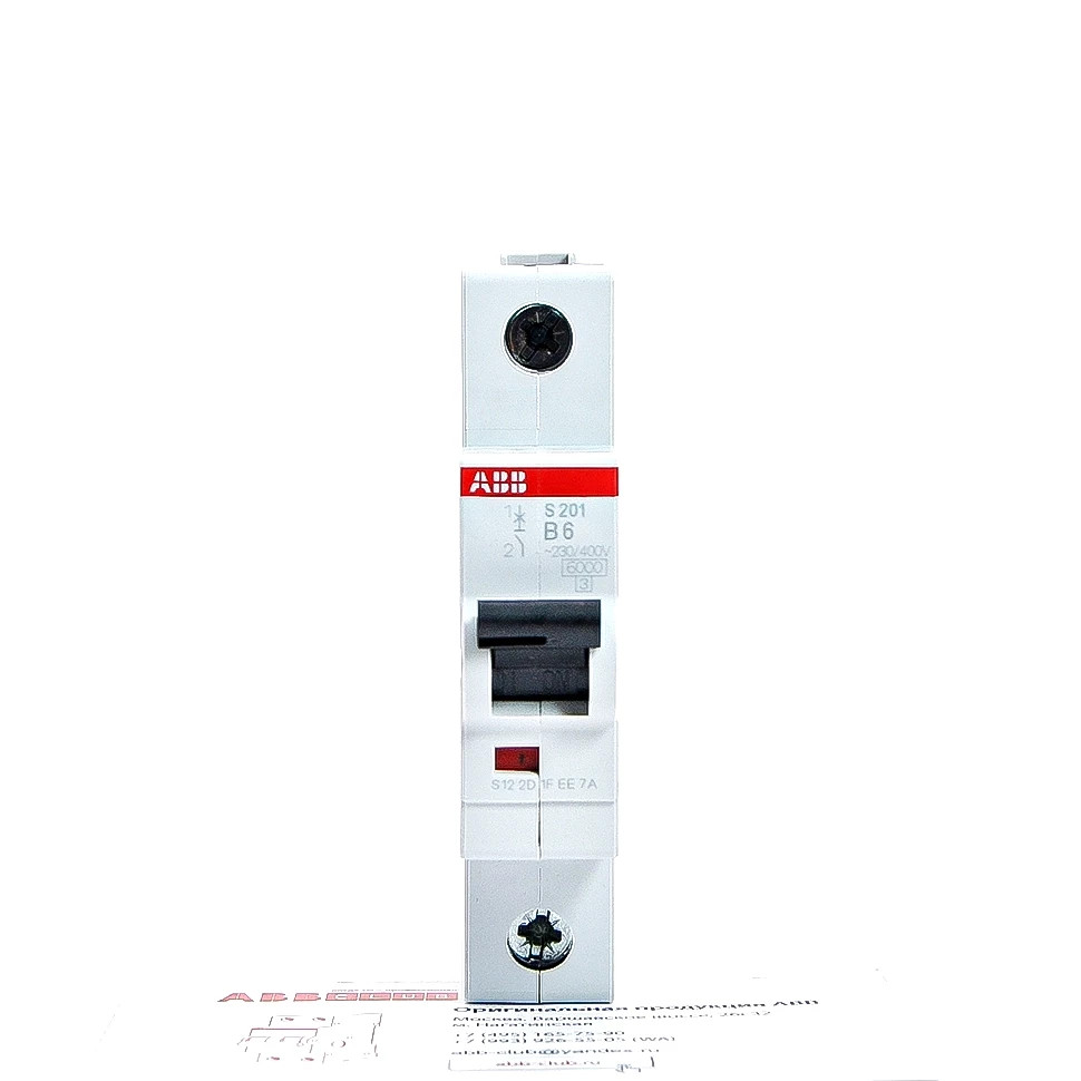 abb автоматический выключатель s201 1p в 6а 6ка