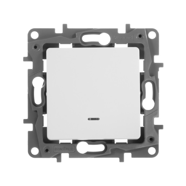 legrand etika переключатель 1 клавишный с подсветкой белый