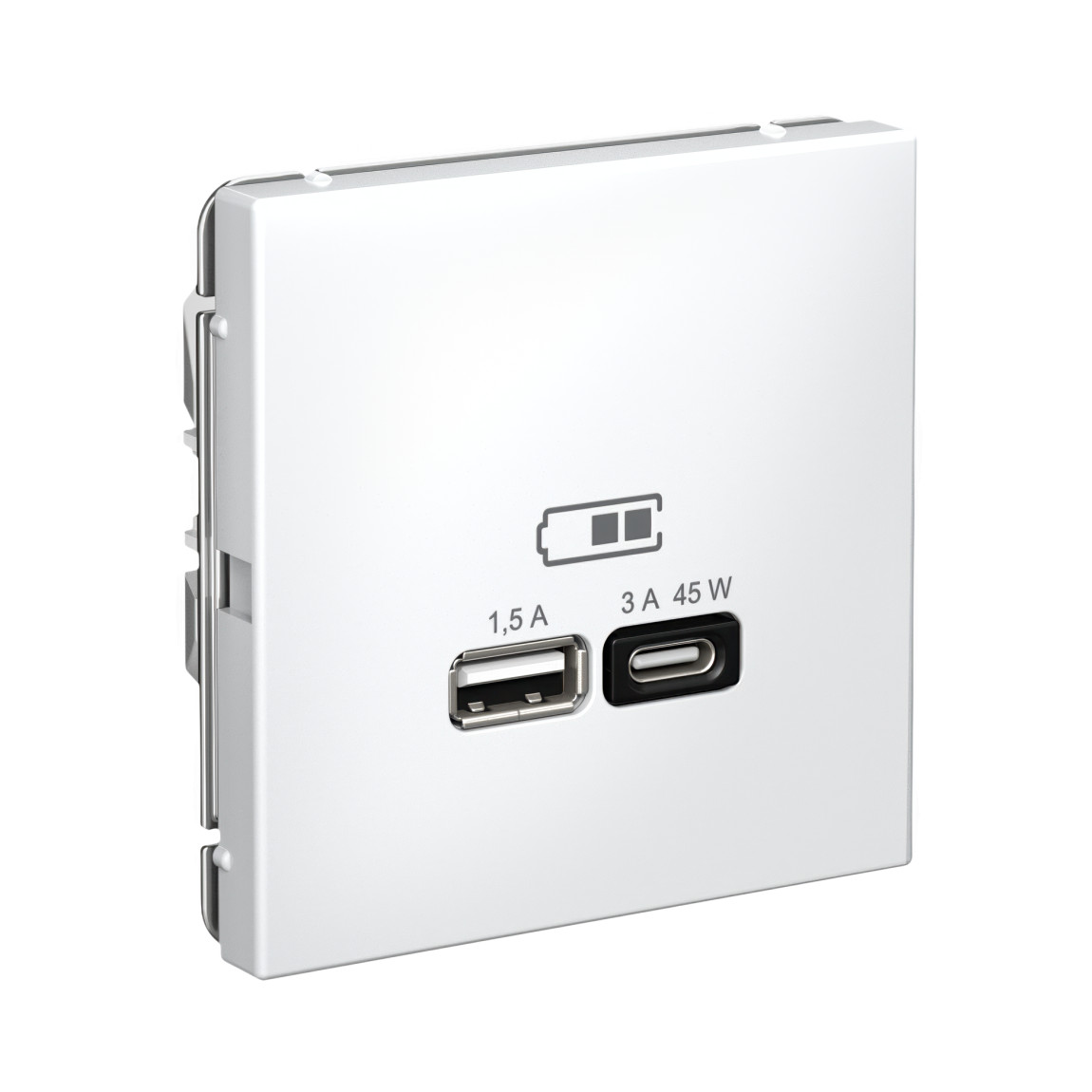 system electric artgaller розетка 2-я usb+usb type c, 45вт; 5в / 1,5-3а ввысокоскор. белая gal000129