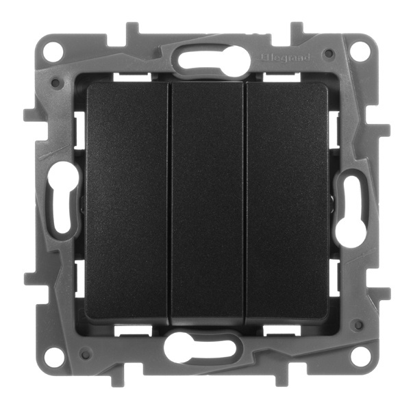 Legrand Etika выключатель 3 клавишный антрацит