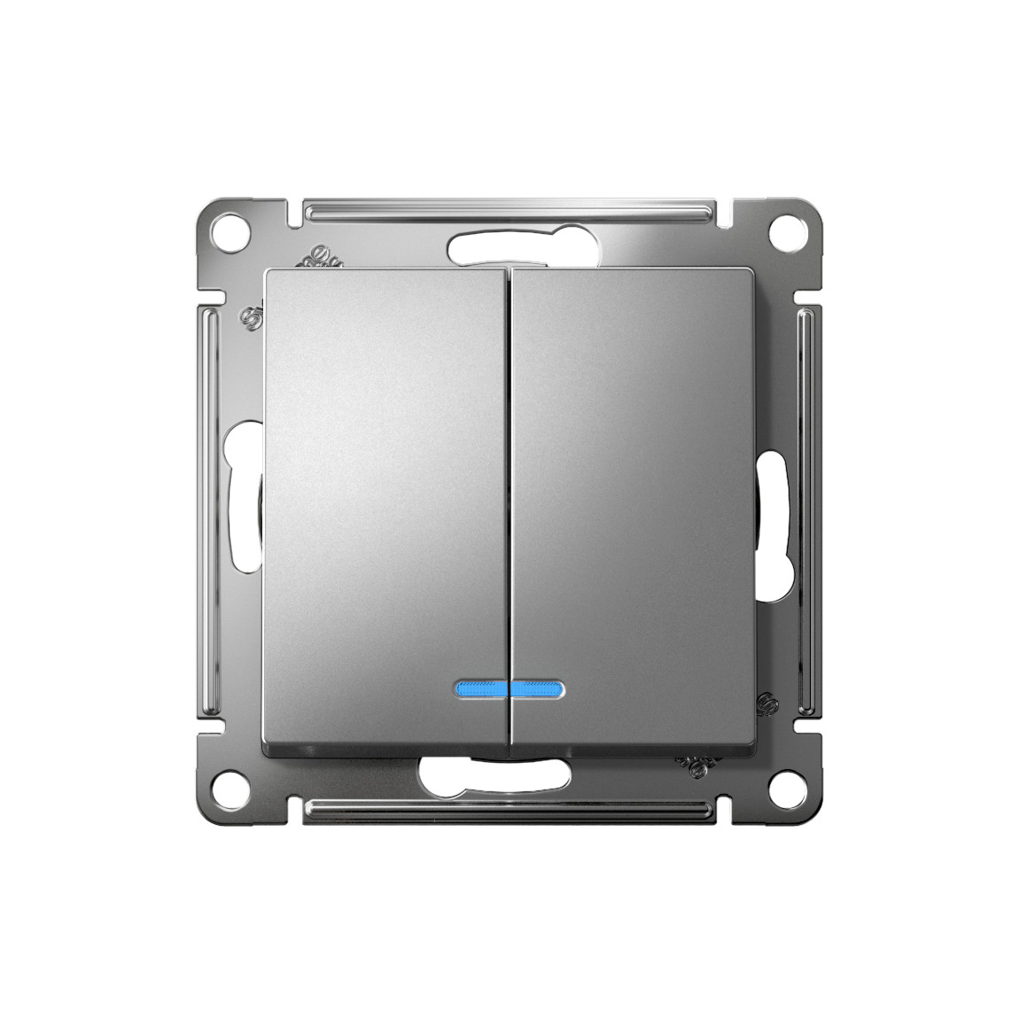 systeme electric atlasdesign выключатель 2-клавишный с подсветкой сталь