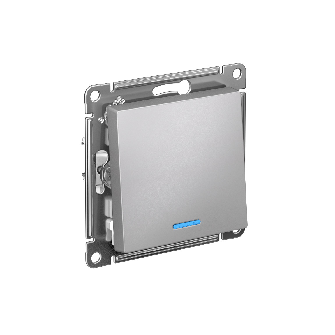 systeme electric atlasdesign, выключатель 1-клавишный с подсветкой алюминий atn000313